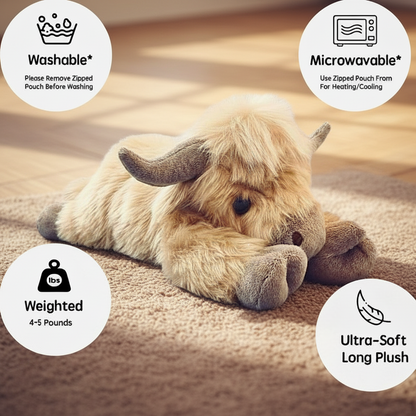 Highland Cow Weighted Stuffed Animal 4-Pounds with Heating and Cooling Pad