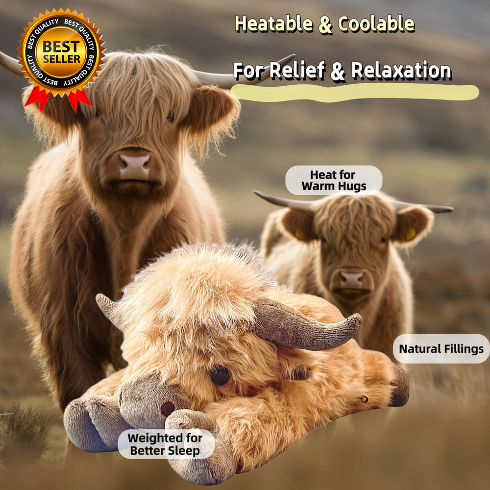 20" | 4 Pounds Highland Cow Weighted Stuffed Animals with Unscented