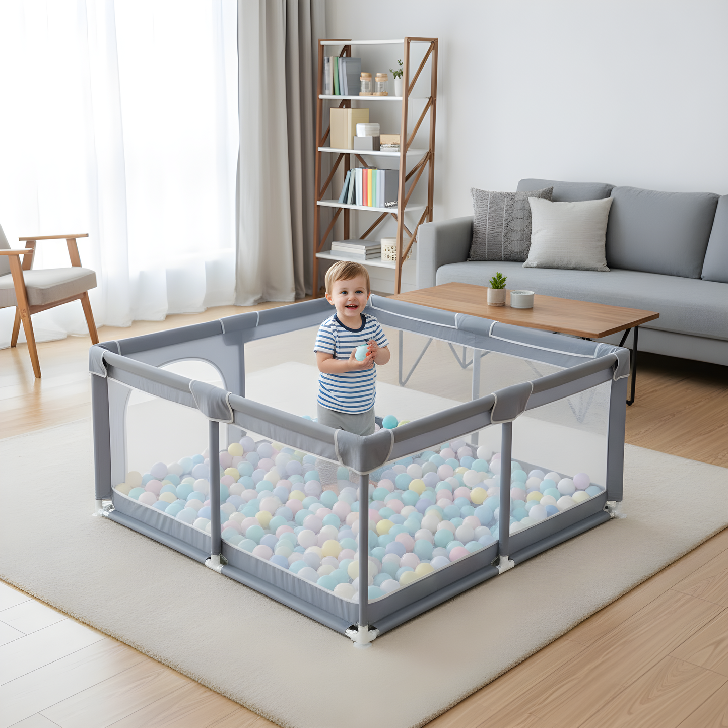 Baby Playpen – Large Safe Activity Center with Gate & Anti-Slip Base