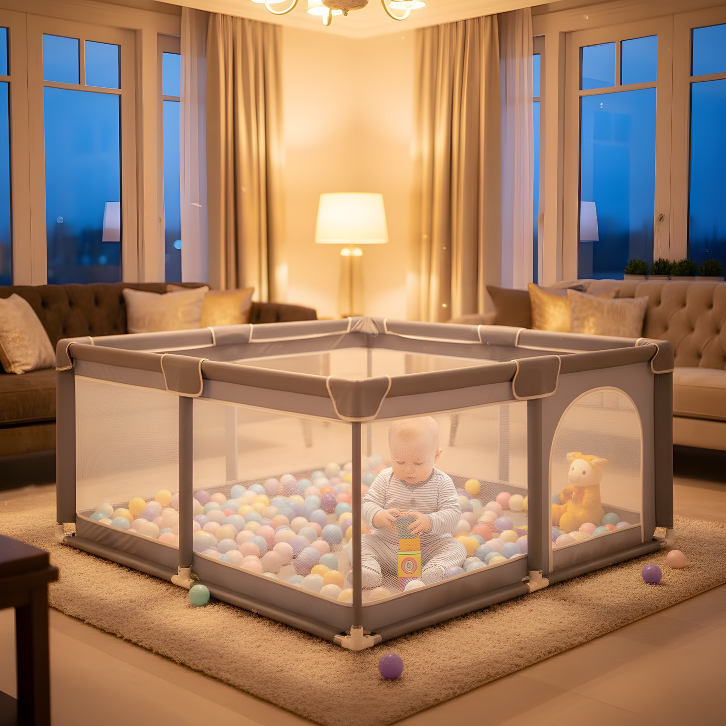 Baby Playpen – Large Safe Activity Center with Gate & Anti-Slip Base