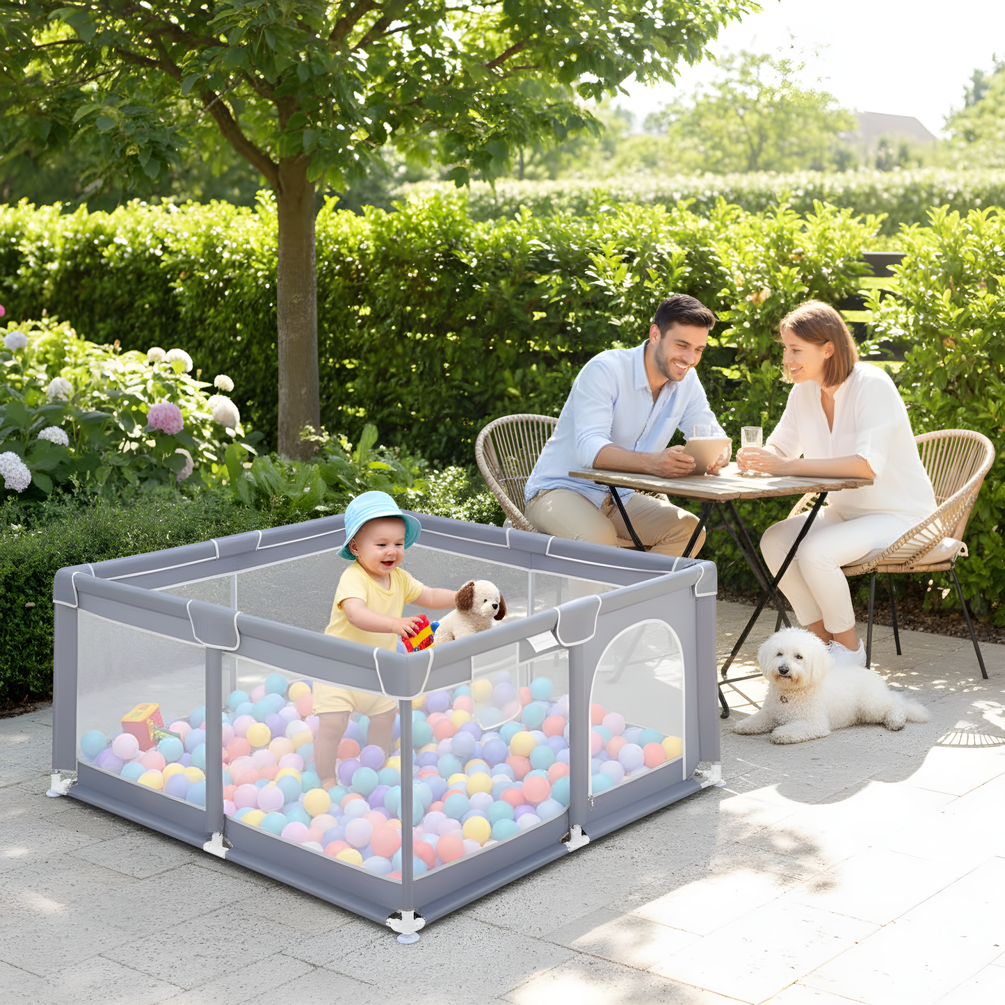 Baby Playpen – Large Safe Activity Center with Gate & Anti-Slip Base