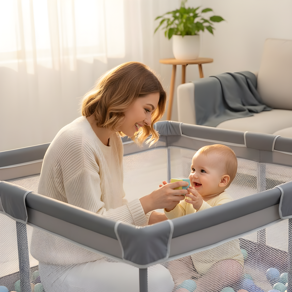Baby Playpen – Large Safe Activity Center with Gate & Anti-Slip Base
