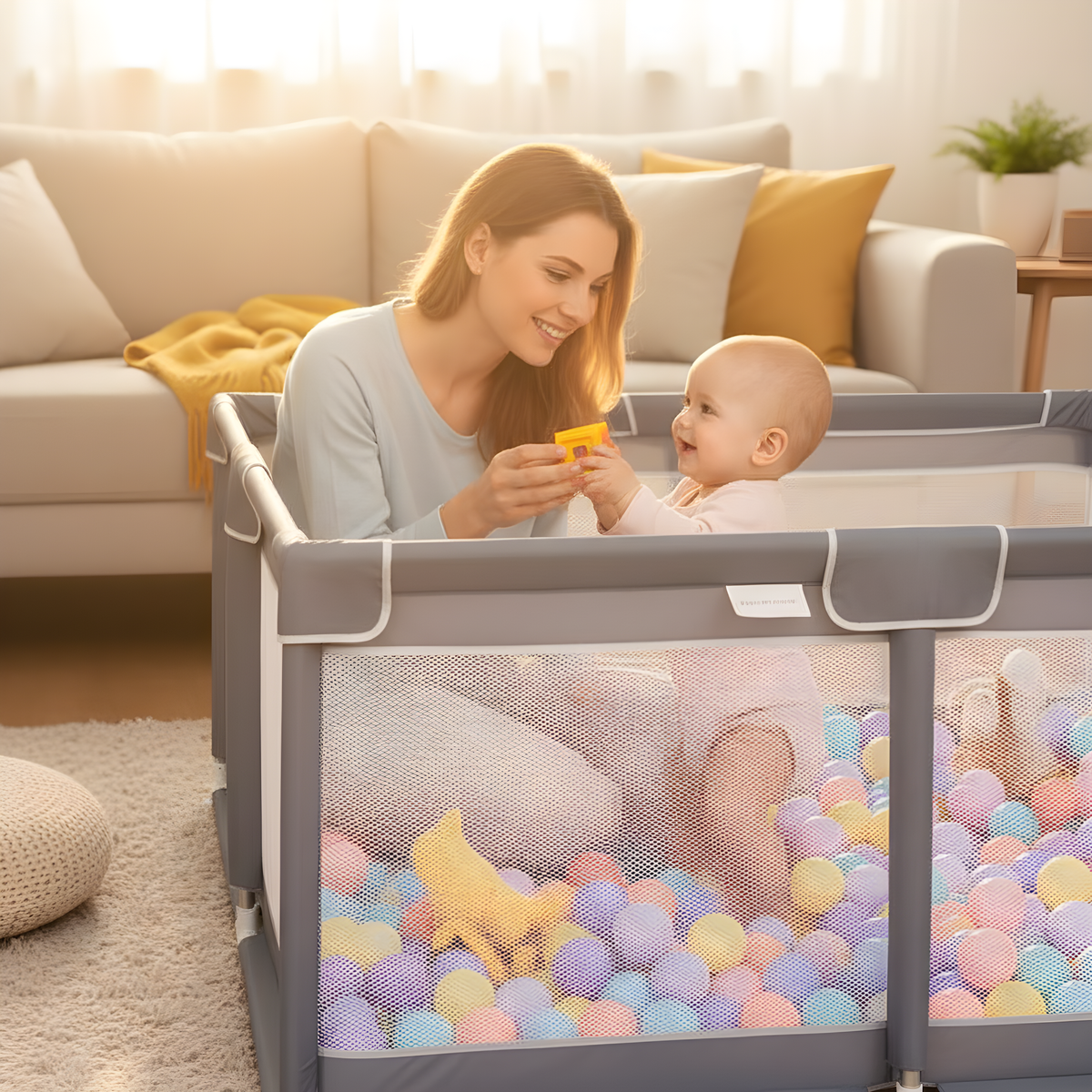 Baby Playpen – Large Safe Activity Center with Gate & Anti-Slip Base