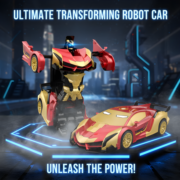 Transforming RC Car Robot – 2.4Ghz Remote Control, 360° Rotation, Rechargeable Battery Toy